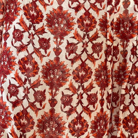 Joie Red and White Flowy Blouse, Tassels, Boho, Print, Size Small 100% Silk - Picture 6 of 12